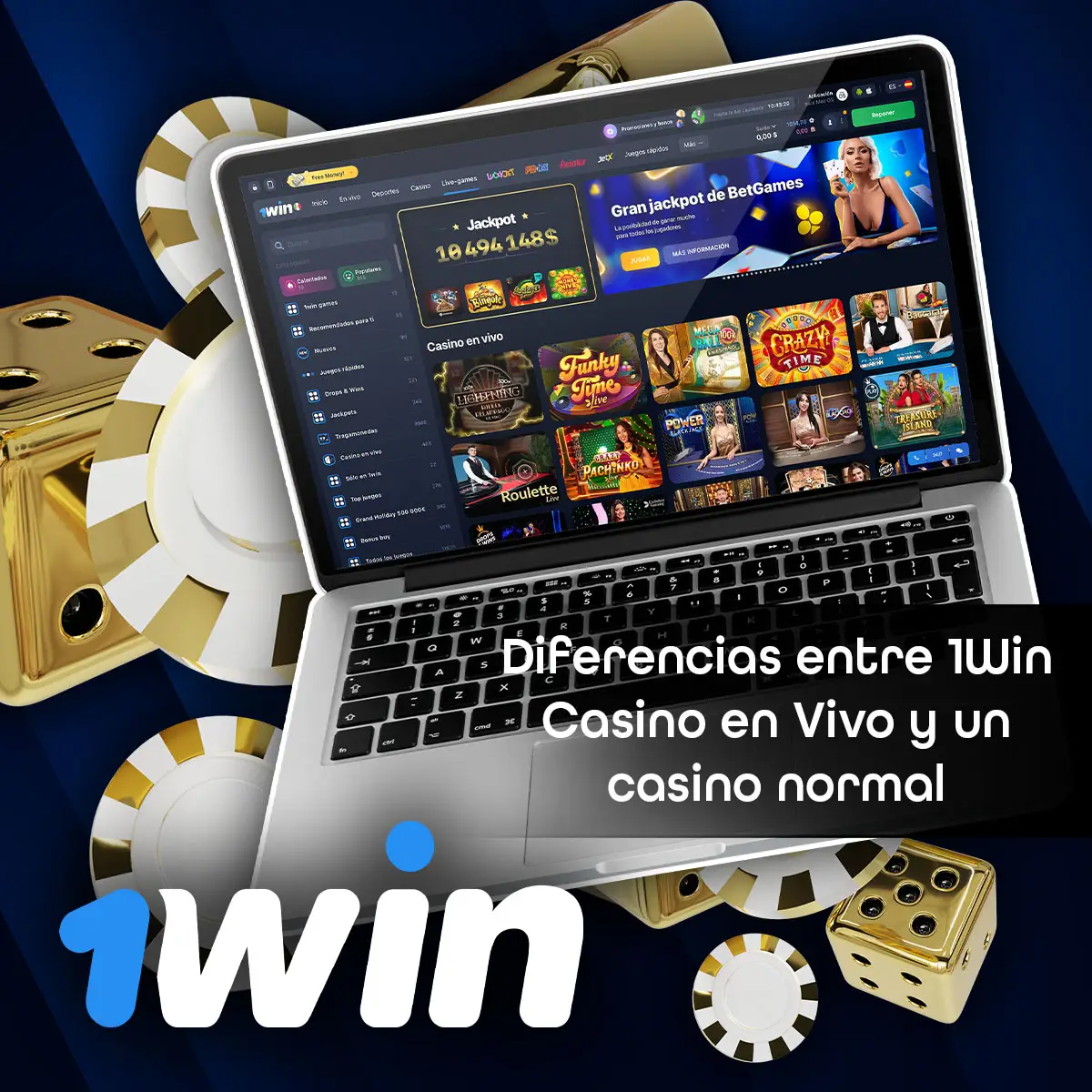 Comparación entre el casino en vivo y el casino normal en la aplicación móvil 1Win